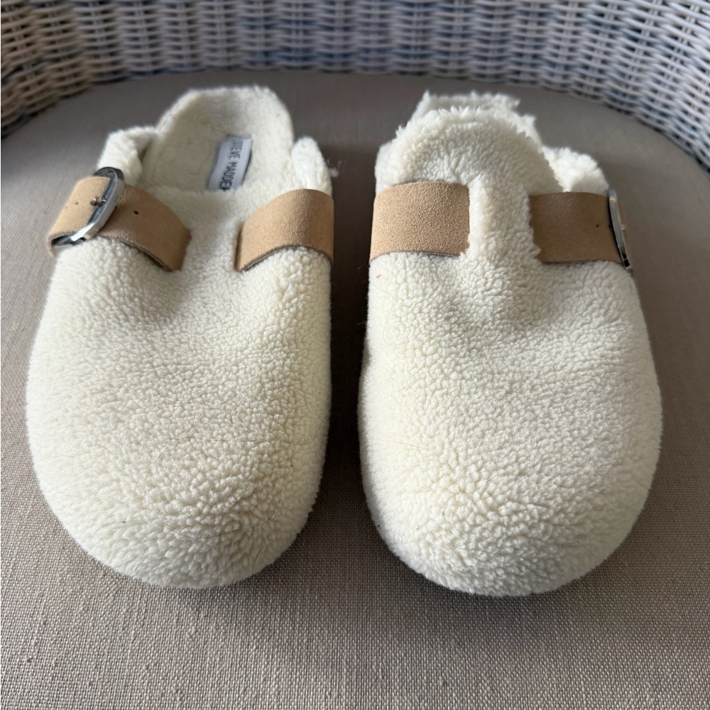 Steve Madden Cream and Tan Mules